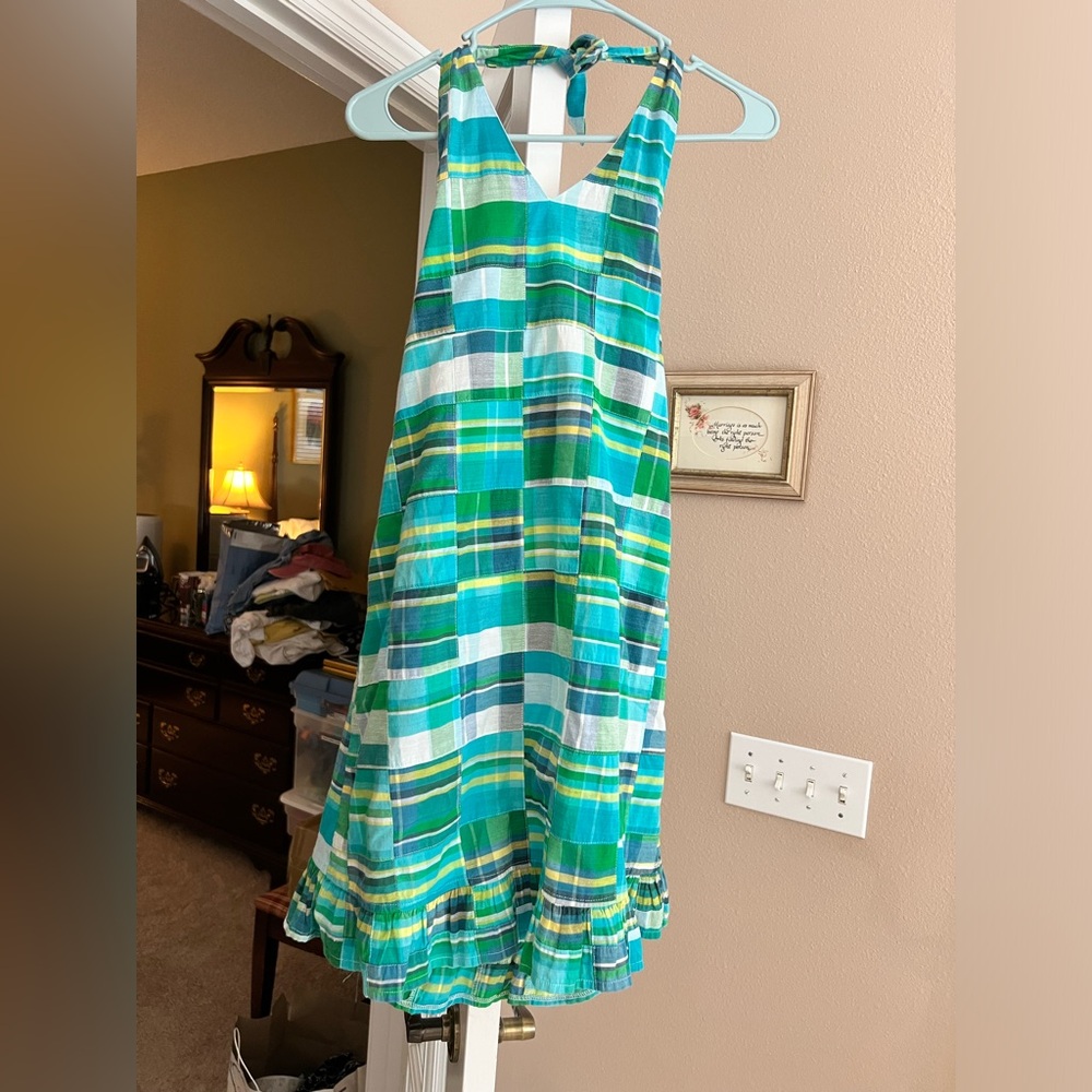 Kelly’s Kids Madras Halter Tie Dress Size 10 / 12
